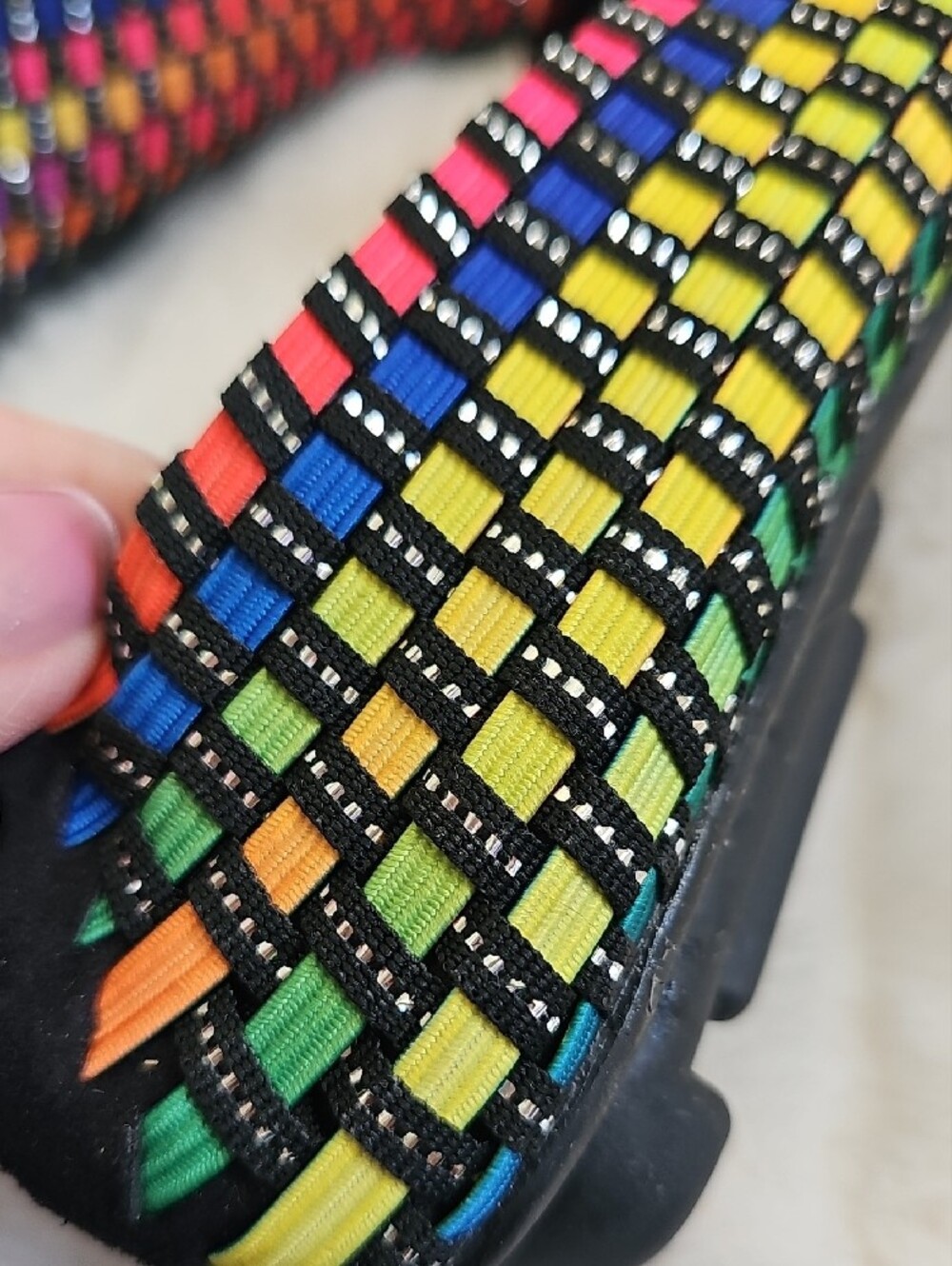 bernie mev. Black Slip-On with Rainbow Braided Trim And Metallic Accents - Picture 8 of 10